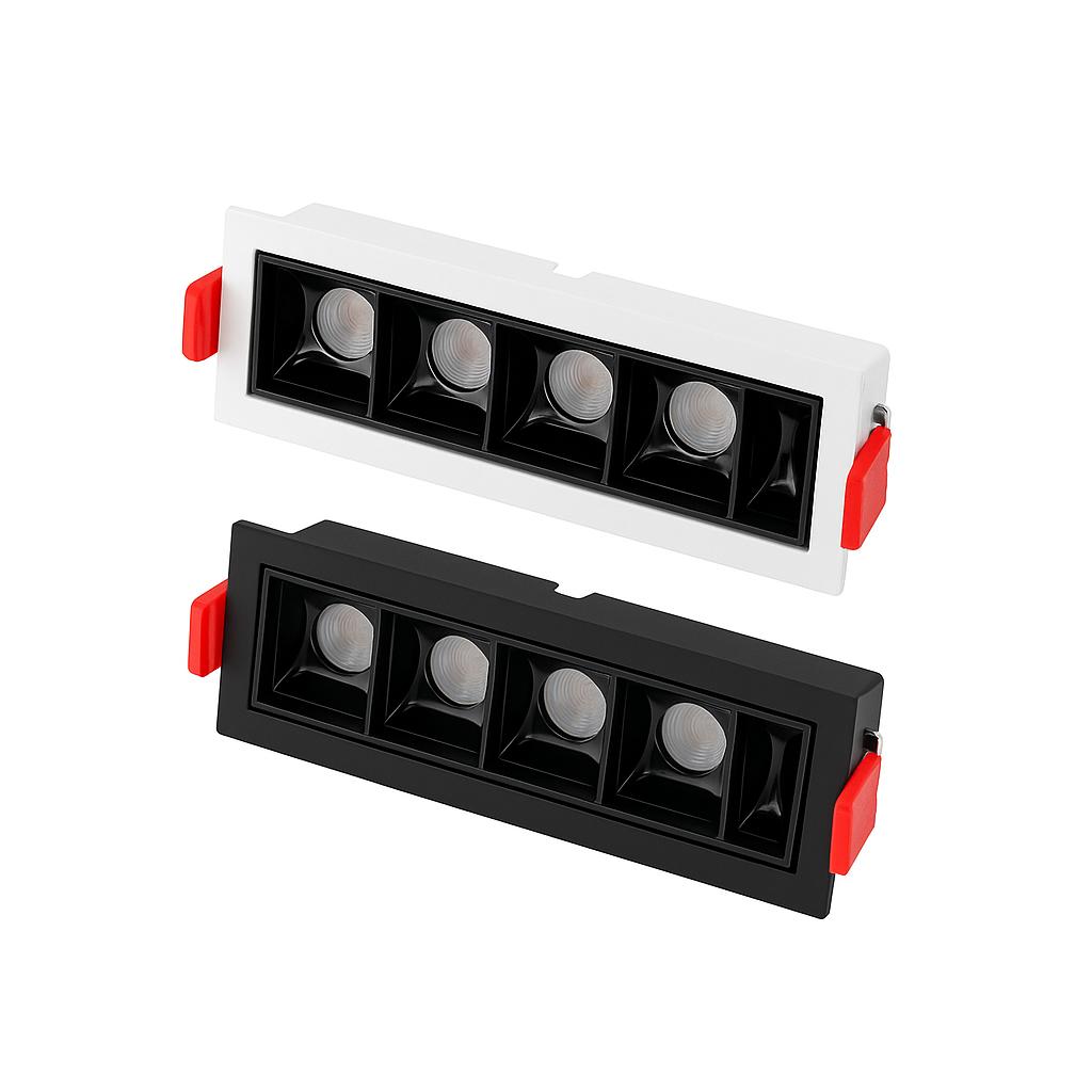 Dimmable 10W linear LED recessed light in black and white