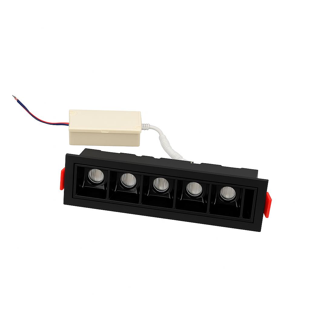 Dimmable 10W linear LED recessed downlight in black