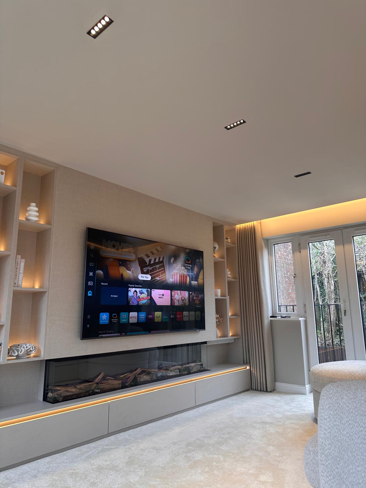 10W dimmable linear LED recessed lights installed in ceiling